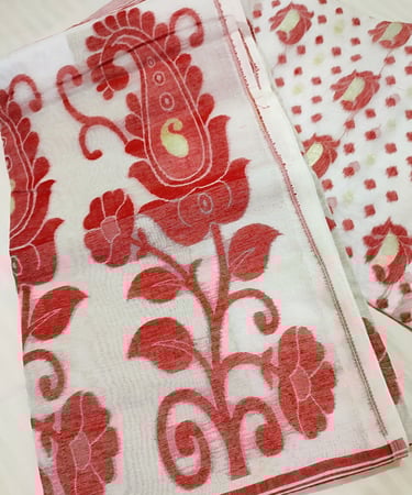 A stunning handloom saree draped gracefully, emphasizing the intricate weaving techniques and vibran