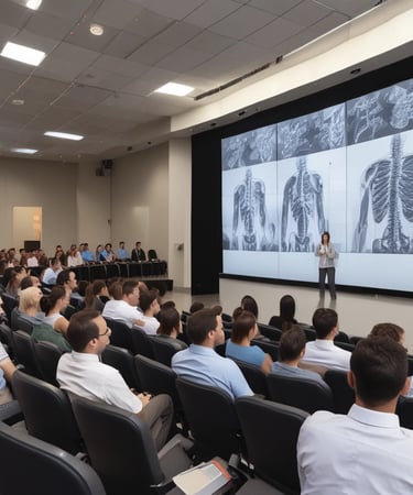 A healthcare professional is standing beside a patient who is lying in a hospital bed. The professional is wearing a surgical cap, mask, and white coat, while holding a clipboard. The patient is covered with a blue sheet and also wears a mask. Medical equipment is visible in the background.