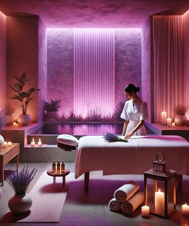a woman is preparing a massage table