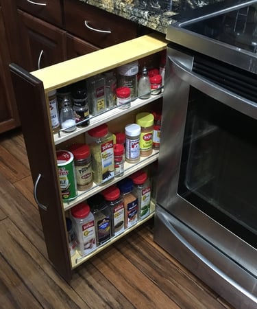 Lower cabinet spice rack