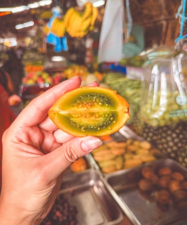 Naranjilla fruit in Cali, Colombia