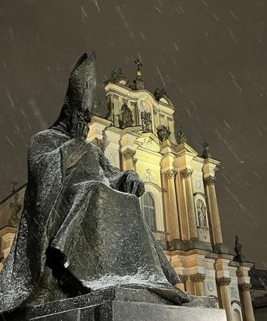 Warsaw church in the snow