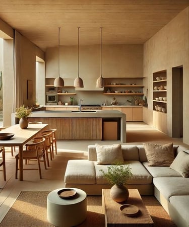 Modern mutfak tasarımı ile düzenlenmiş ferah mutfak alanı