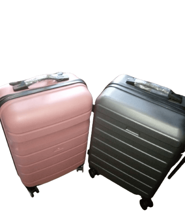 two trolley bags in pink and black color