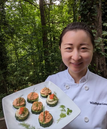 Chef Mia Salmon Canapes Farm to table dining Dairy- glutenfree private personal chef portland oregon