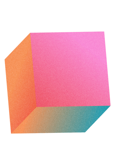 a colorful cube shaped object with a pink and blue color scheme