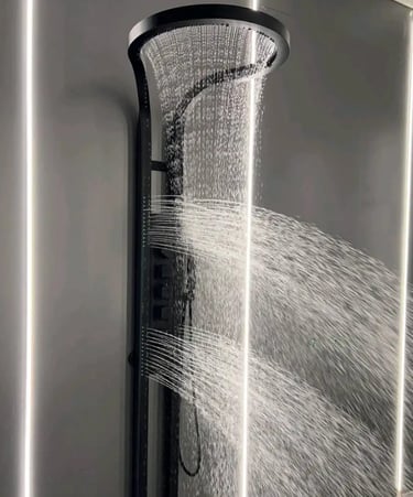 a shower head with a shower head and a shower head