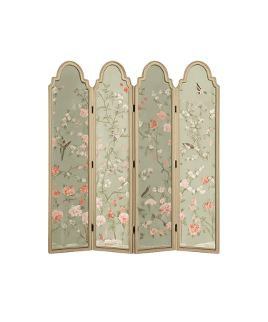 Classic Wooden Folding Screen with Floral Design – Home Decor Divider