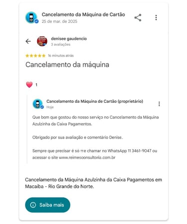 Cancelamento da Maquina Azulzinha da Caixa Pagamentos em Macaiba Rio Grande do Norte