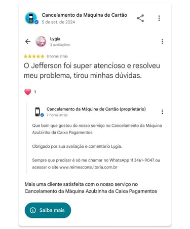 Cancelamento da Maquina Azulzinha da Caixa Pagamentos