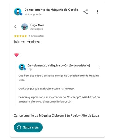 Cancelamento da Maquina Cielo em Sao Paulo Alto da Lapa