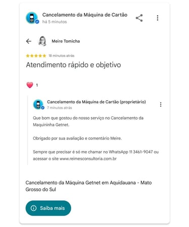 Cancelamento da Maquina Getnet em Aquidauana Mato Grosso do Sul