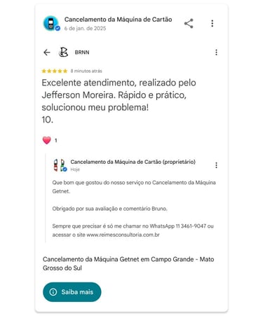 Cancelamento da Maquina Getnet em Campo Grande Mato Grosso do Sul