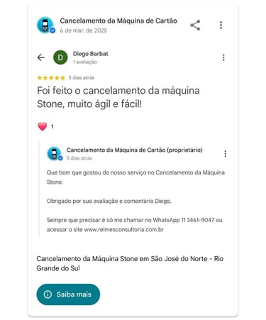 Cancelamento da Maquina Stone em Sao Jose do Norte Rio Grande do Sul