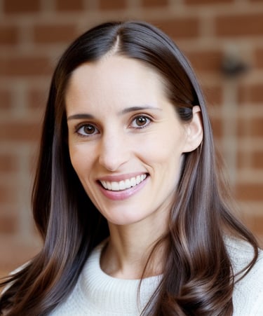 a woman with long hair and a white sweater