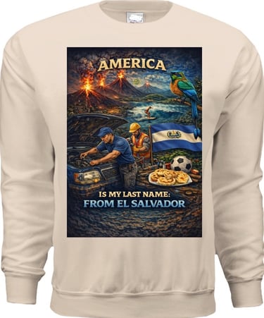 America is my Last Name, from El Salvador-Apparel Hoodie