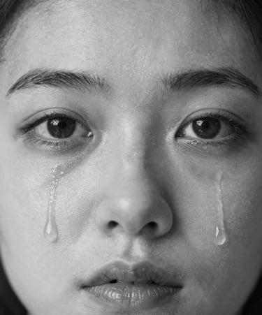 shallow focus of a woman's sad eyes
