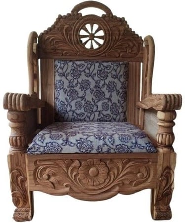 Carved Teak Armchair with Traditional Indian Detailing