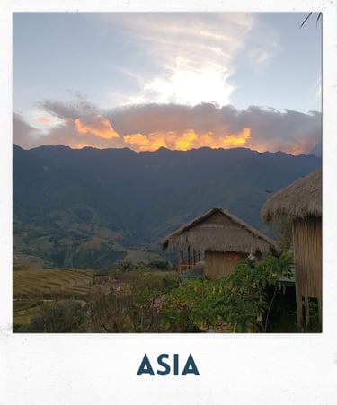 vietnam, asia, southeast asia, sapa, hut, sunset, a small hut with a thatched roof