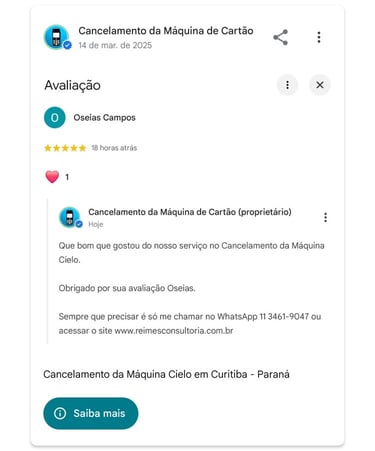 Cancelamento da Maquina Cielo em Curitiba Parana Campos