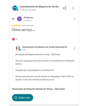 Cancelamento da Maquina Getnet em Piraju Sao Paulo