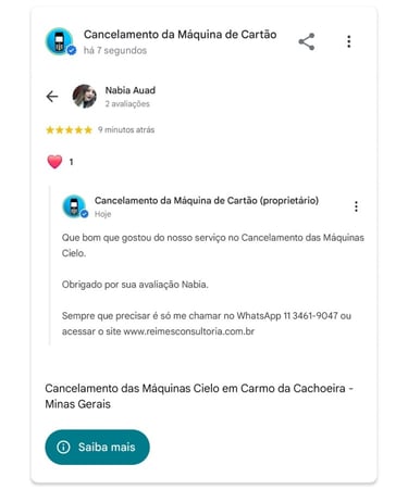 Cancelamento das Maquinas Cielo em Carmo da Cachoeira Minas Gerais