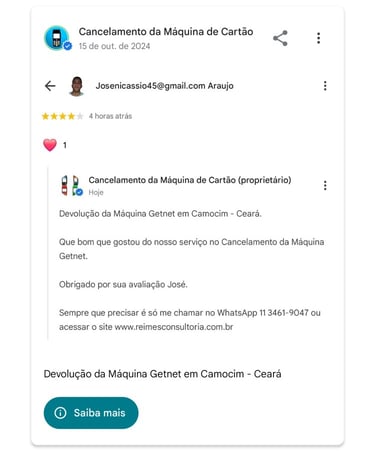 Devolucao da Maquina Getnet em Camocim Ceara