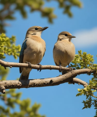 Two birds perched on a tree branch symbolizing attachment healing and relationship growth