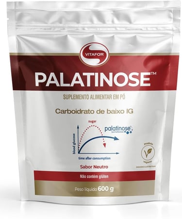Pote de Palatinose Vitafor: carboidrato puro e sem aditivos para energia estável