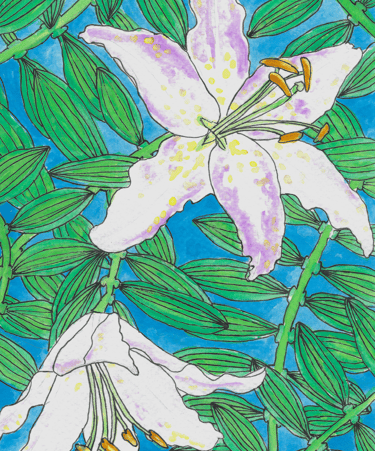 watercolor painting of Lillies