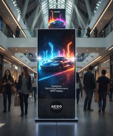 Indoor LED screen corporate office lobby Doha Qatar best digital marketing agency JBL Advertising