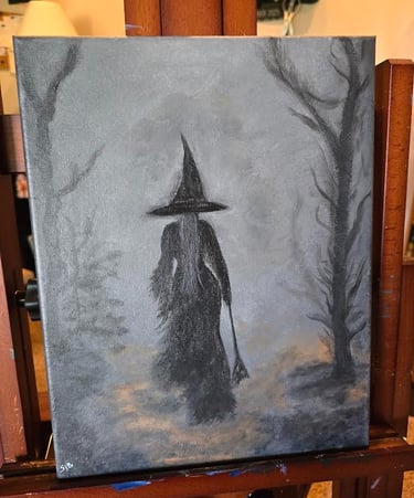Halloween witch painting