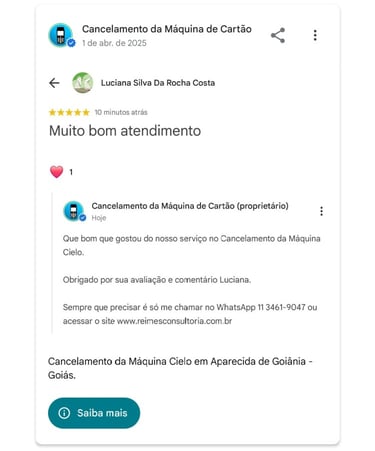 Cancelamento da Maquina Cielo em Aparecida de Goiania Goias