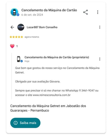 Cancelamento da Maquina Getnet em Jaboatao dos Guararapes Pernambuco