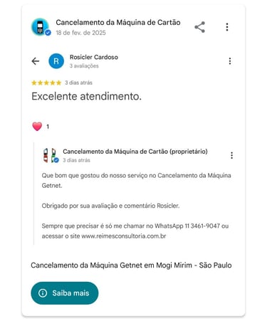 Cancelamento da Maquina Getnet em Mogi Mirim Sao Paulo