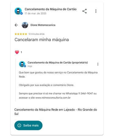 Cancelamento da Maquina Rede em Lajeado Rio Grande do Sul