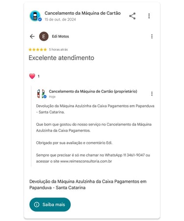 Devolucao da Maquina Azulzinha da Caixa Pagamentos em Rapanduva Santa Catarina