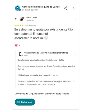 Devolucao da Maquina Getnet em Porto Seguro Bahia