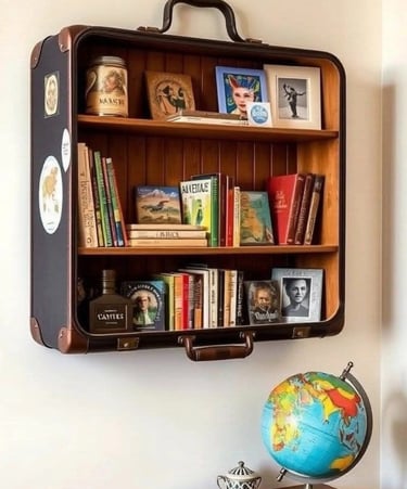Up-cycle old vintage suitcase, as bookshelf