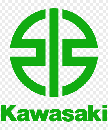 Logo officiel Kawasaki vert avec symbole stylisé et nom de la marque