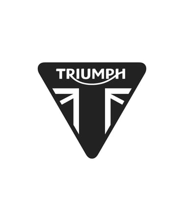 Logo officiel Triumph noir et blanc en forme de triangle avec lettrage stylisé