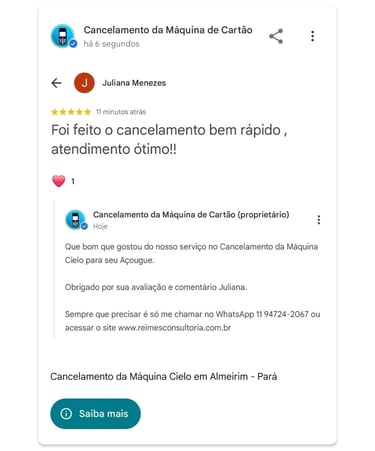 Cancelamento da Maquina Cielo em Almeirim Para
