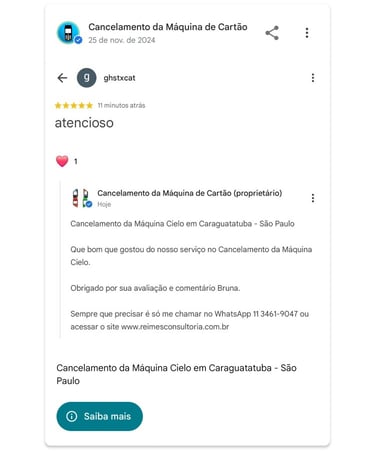 Cancelamento da Maquina Cielo em Caraguatatuba Sao Paulo