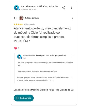 Cancelamento da Maquina Cielo em Itaqui Rio Grande do Sul