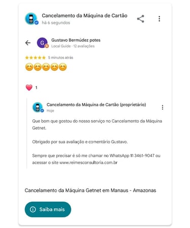 Cancelamento da Maquina Getnet em Manaus Amazonas
