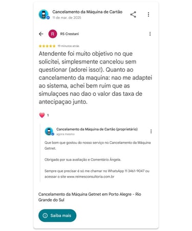 Cancelamento da Maquina Getnet em Porto Alegre Rio Grande do Sul