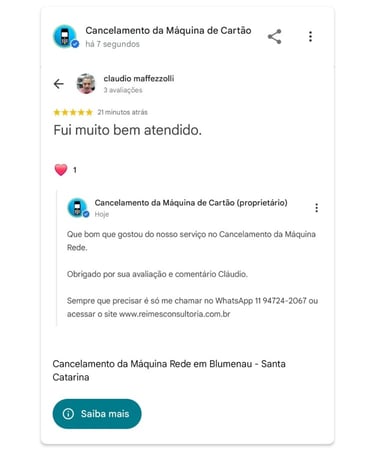 Cancelamento da Maquina Rede em Blumenau Santa Catarina