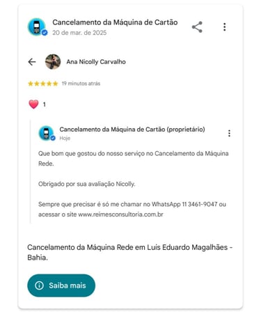 Cancelamento da Maquina Rede em Luis Eduardo Magalhaes Bahia