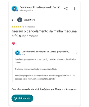 Cancelamento da Maquininha Getnet em Manaus Amazonas