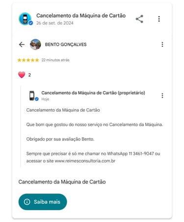 Devolucao da Maquina de Cartao